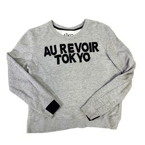 AIKO Women's Gray Crewneck Sweatshirt Au Revoir Tokyo Graphic Print‎ Size M